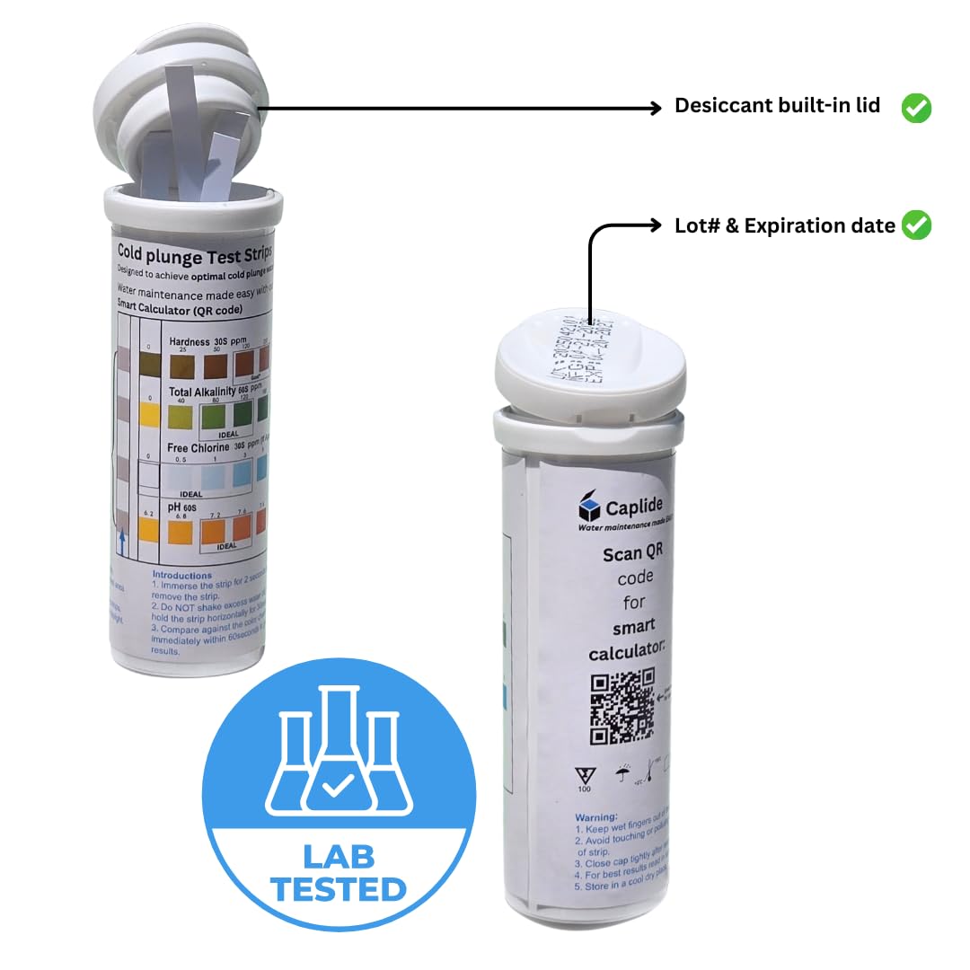 4-in-1 Cold Plunge Comprenhensive Water Quality Test Strips, Smart QR Code Testing. 100 Test-Strips