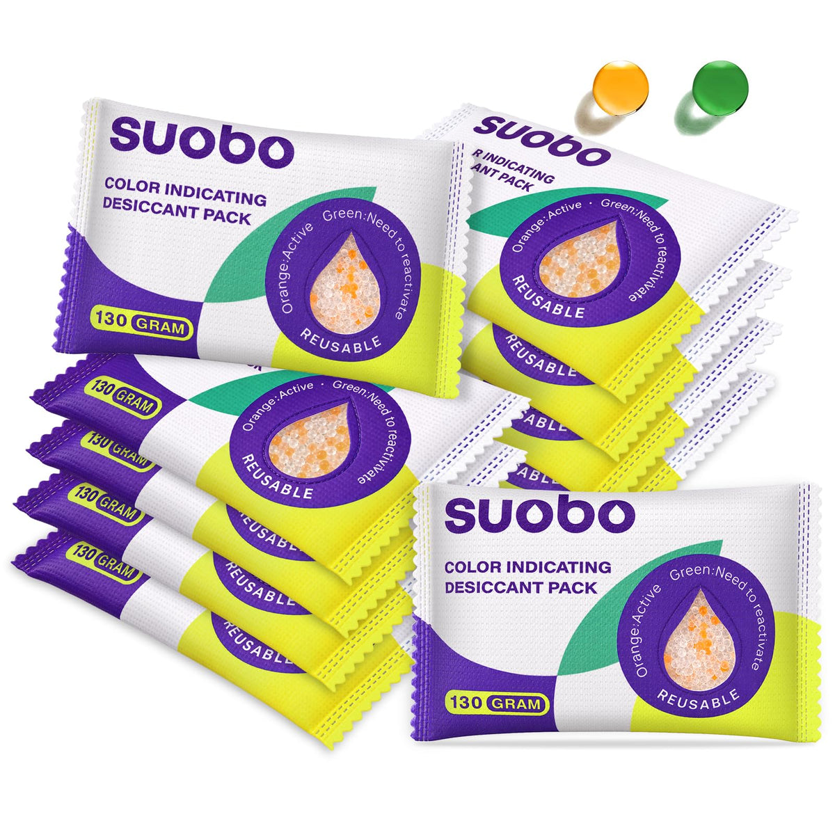 Reusable Color Indicating Desiccant Packs (130g(10-pack))