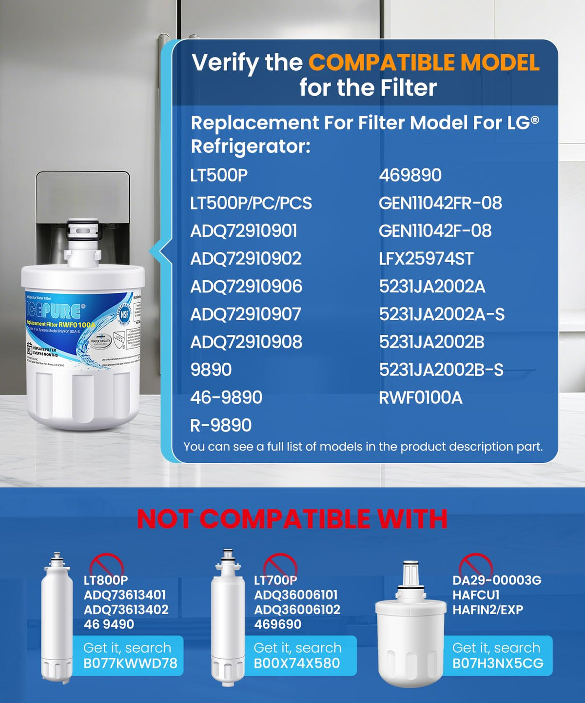 5231JA2002A Water Filter Replacement for LG LT500P (3 Count (Pack of 1))