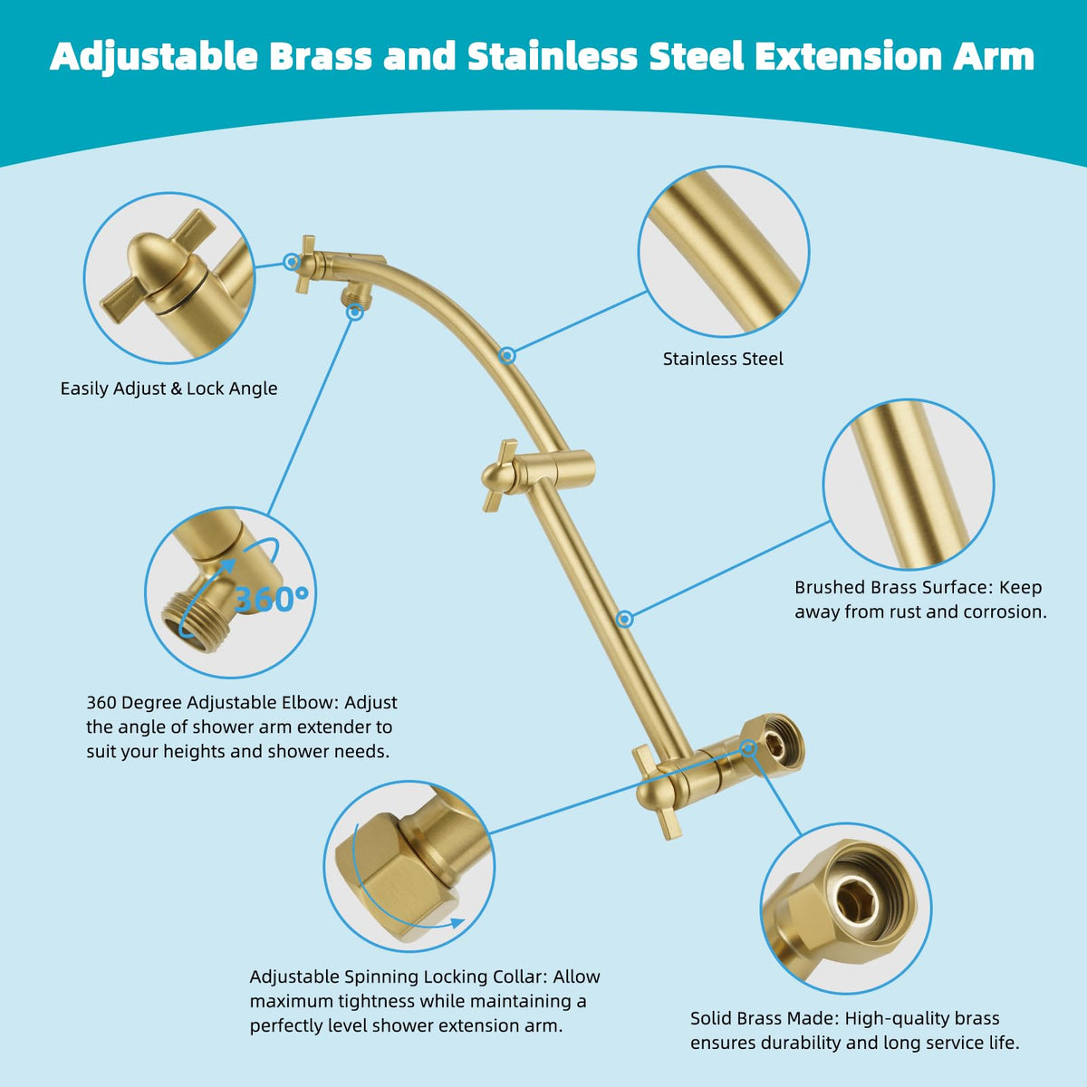 Rain Shower Head (Square 13'' with Arm / Brushed Gold)