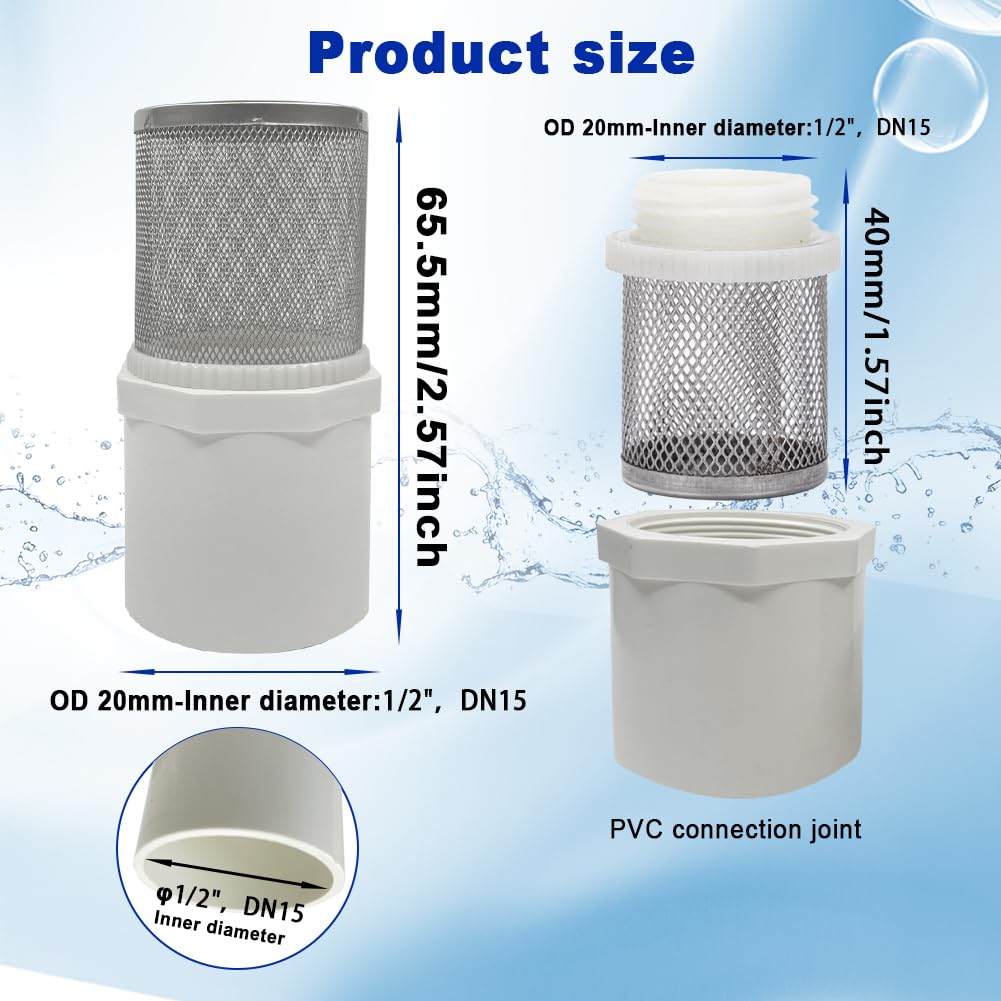 1 2" Stainless Steel Filter Cover Connected to 1 (1/2"DN15)