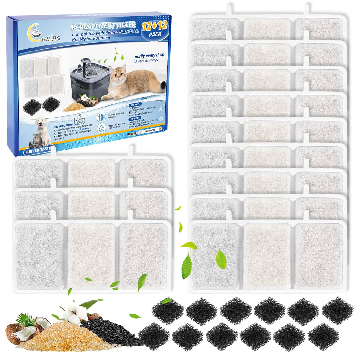 24 PCS Cat Water Fountain Filters