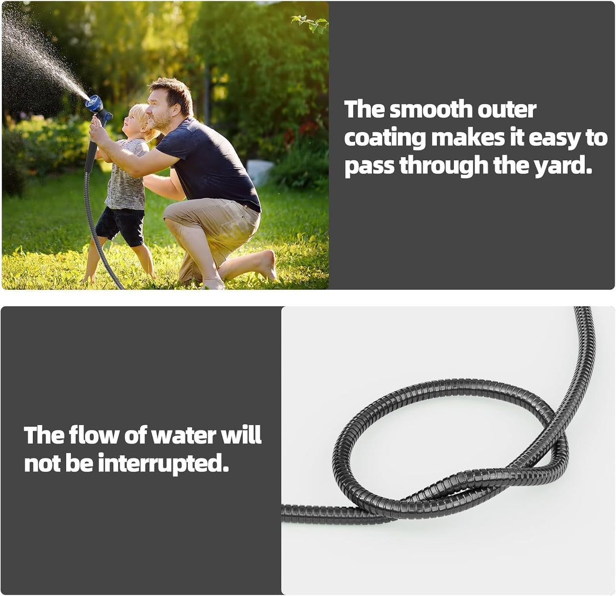 100ft 304 Stainless Steel Metal Hose (100 FT / 3/8"ID Black)