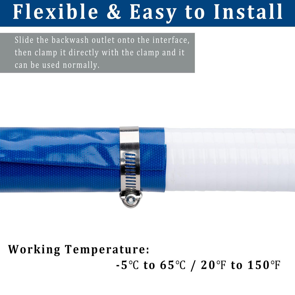 1-1/2 in x 50 ft Pool Backwash Hose Heavy Duty Drain Discharge Vinyl Hoses (Fiber Reinforced Thin Hose / 1.5in-50ft)