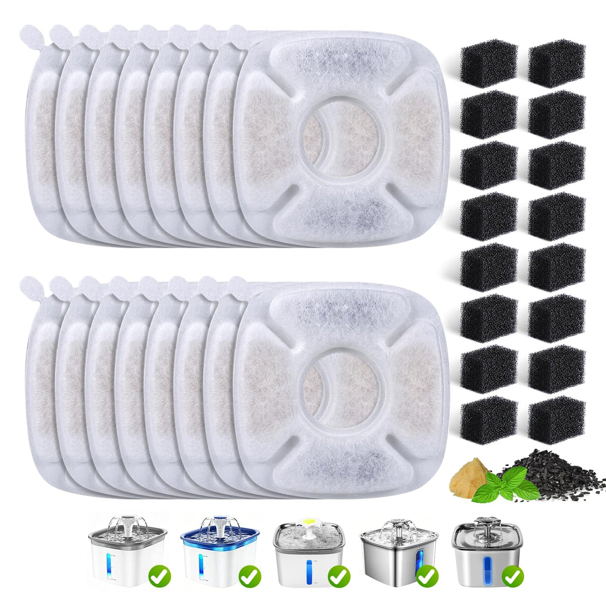 16 Pack Replacement Filters and Sponges for 50 (16+16)