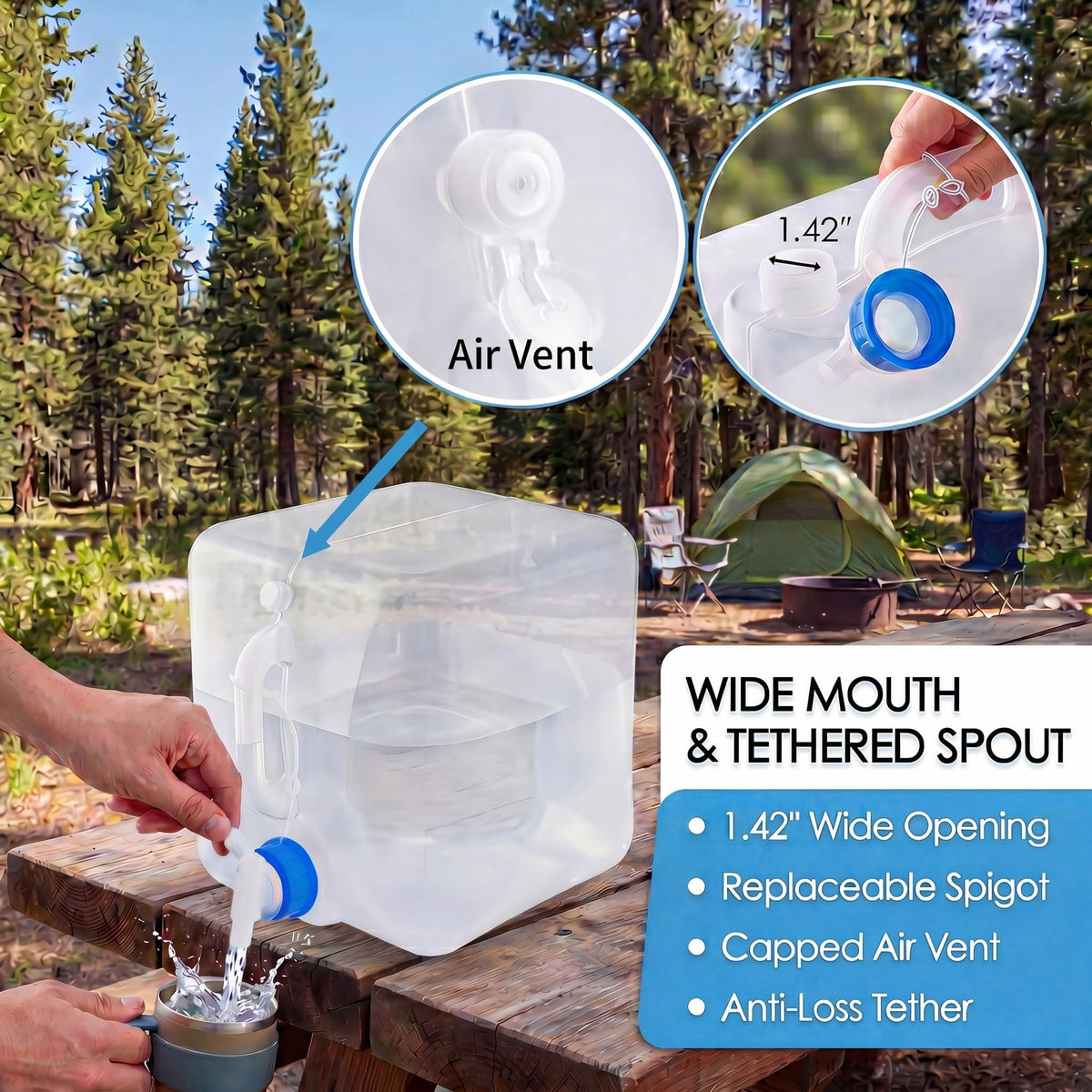 BPA Free Collapsible Water Container with Spigot (2-Pack 2.6 Gal)