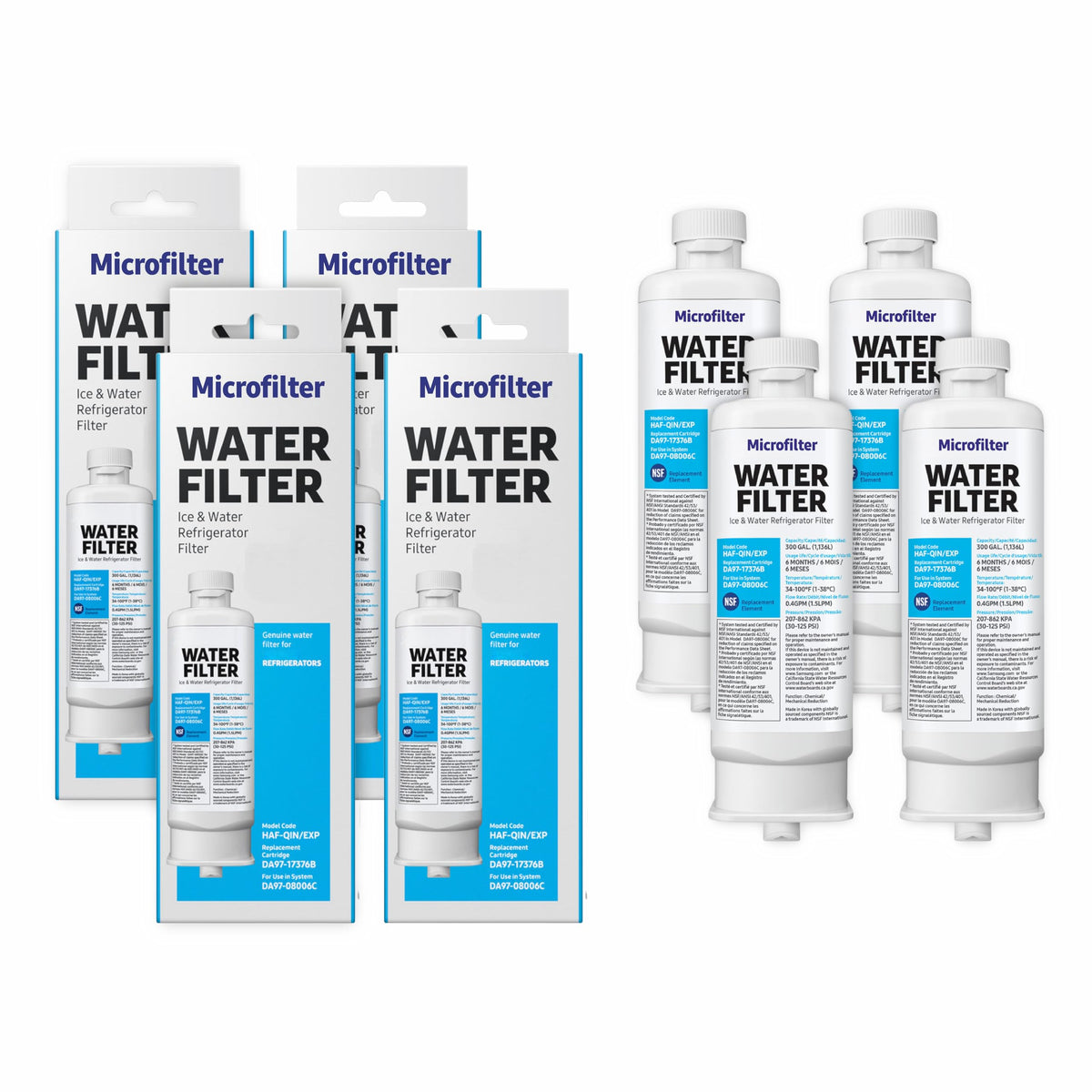 HAF-QIN/EXP DA97 Water Filter Replacement – Compatible with DA97-17376B – Carbon Block 99% Contaminant Reduction – Fresh Water & Ice – 24 Month Life 4 PACK (HAF-QIN)