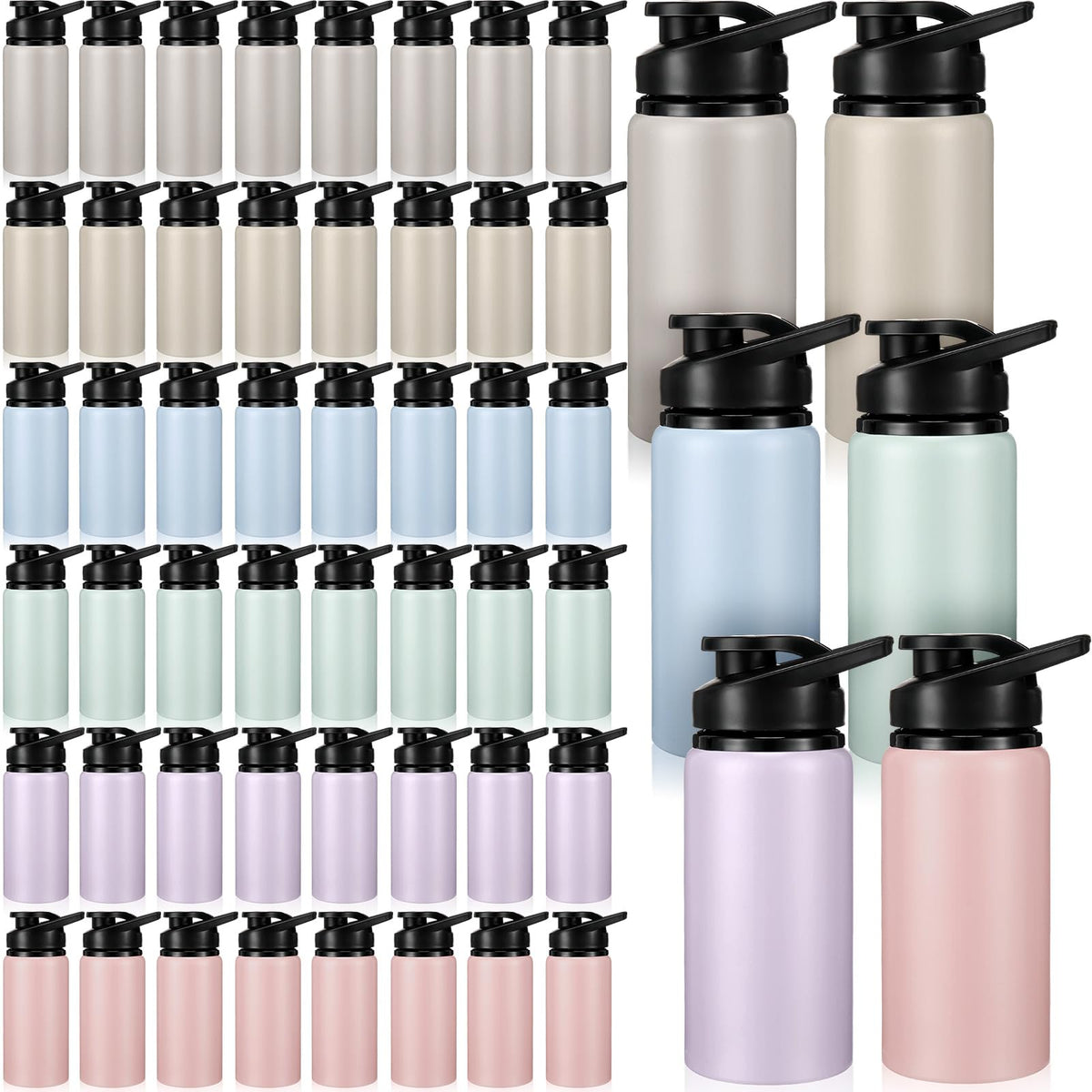 Aluminum Water Bottle Bulk (17 Ounces (Pack of 48) / Morandi Colors 14)