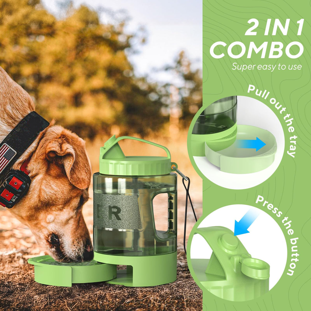 Portable Dog Travel Water Bottle (77OZ / Olive Green)