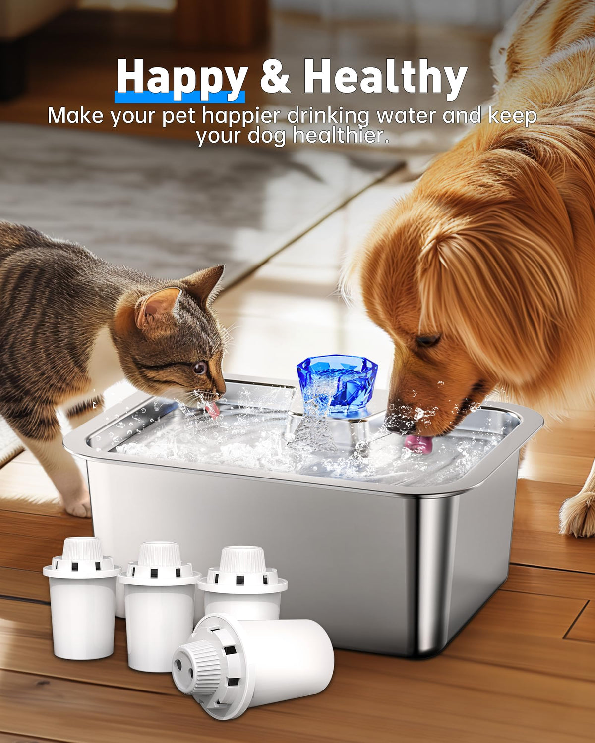 4 Pack) Dog Water Fountain Filters-Replacement Filters for Lesotc Dog Water Bowl Dispenser, High-Efficiency Activated Carbon Cartridges for Safer, Cleaner Pet Drinking