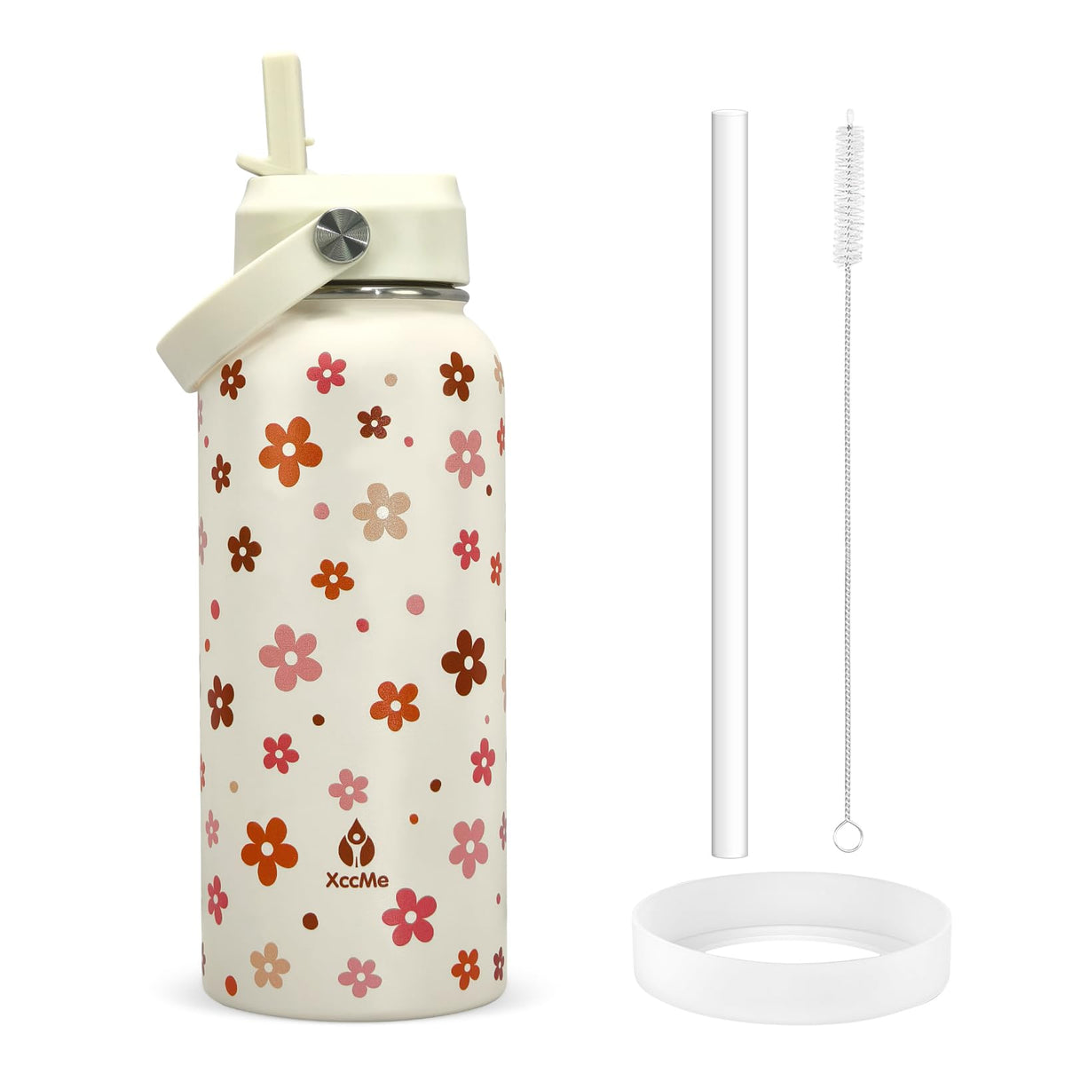 32oz Daisy Gifts Insulated Water Bottle for Women with Straw (Daisy / 32 Ounces)