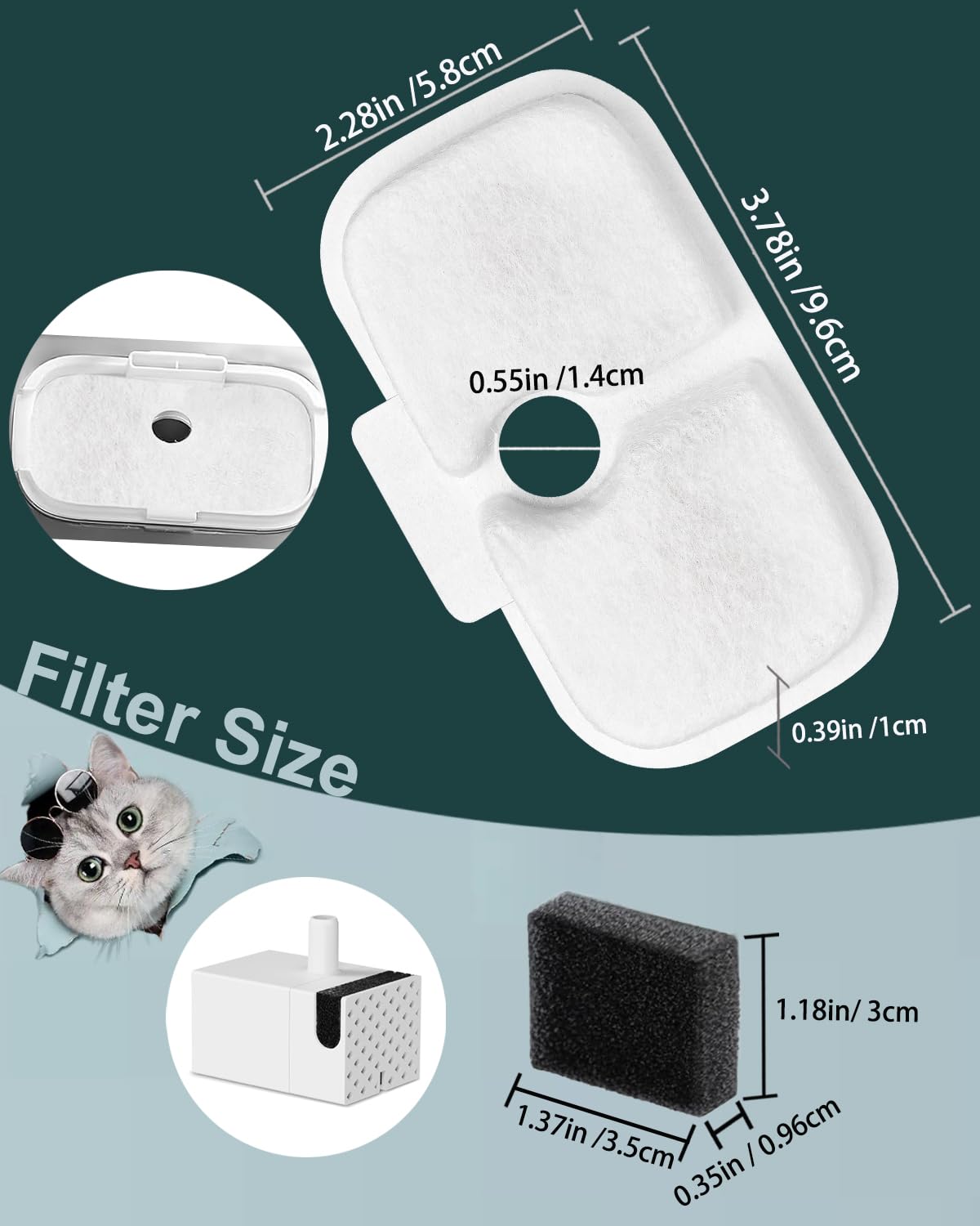 12 Pack Cat Water Fountain Filter fit Petli bro Dockstream Fountain PLWF005