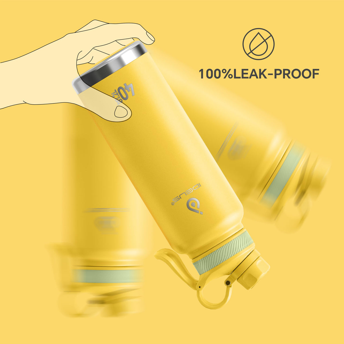 40 oz Insulated Water Bottle with 2 Leak (Bright Yellow / 40 Ounces)
