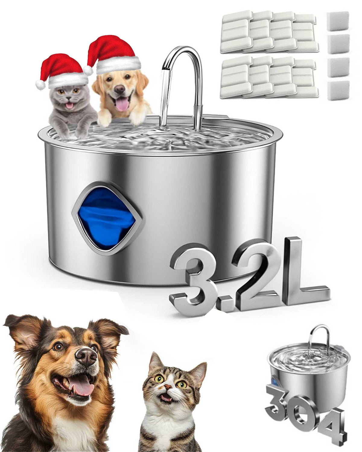 Dog Water Bowl (8+4 Filter Element)