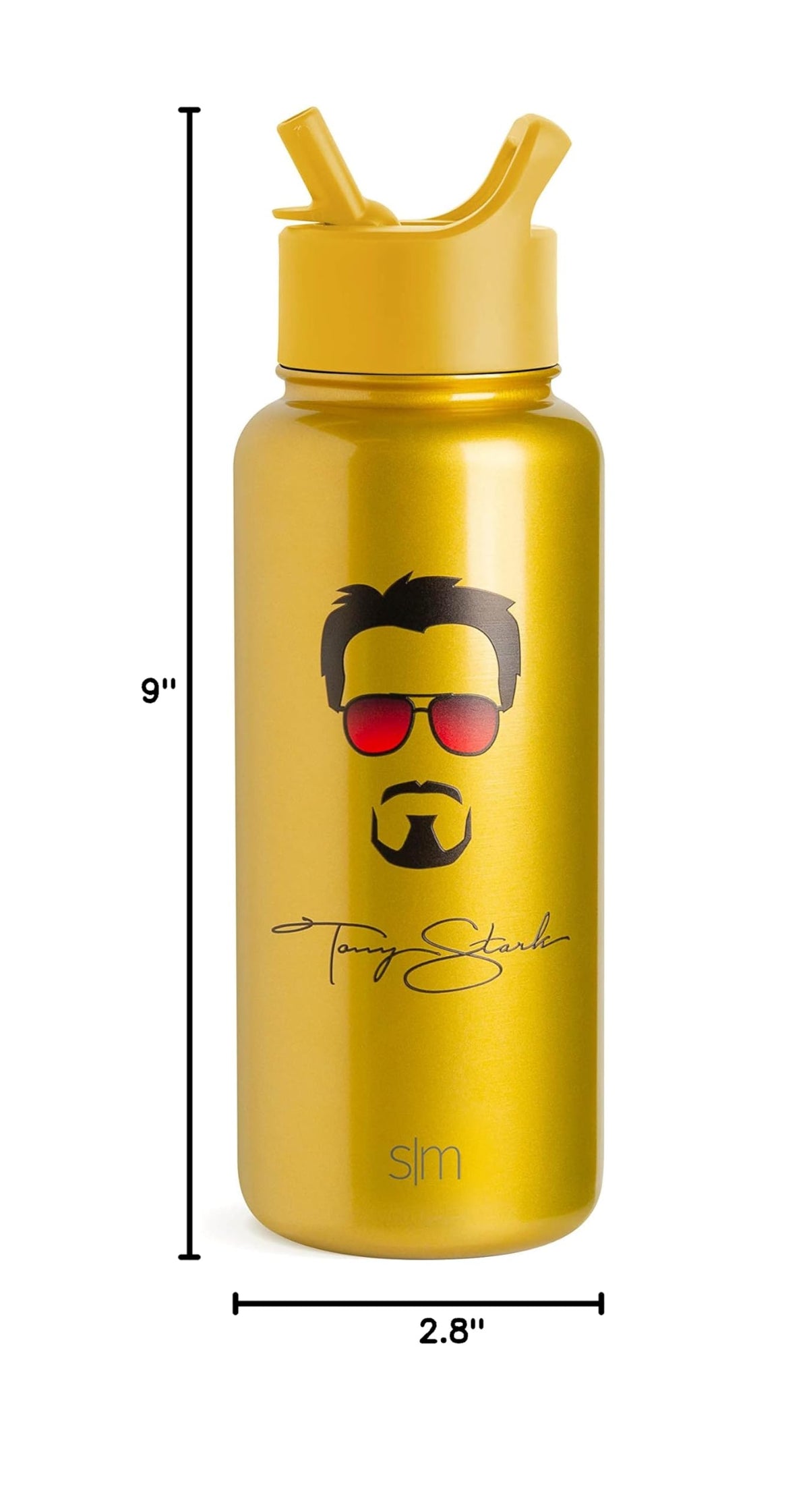 Marvel Avengers Water Bottle with Straw (32oz Water Bottle / Marvel: Iron Man Tony Stark)