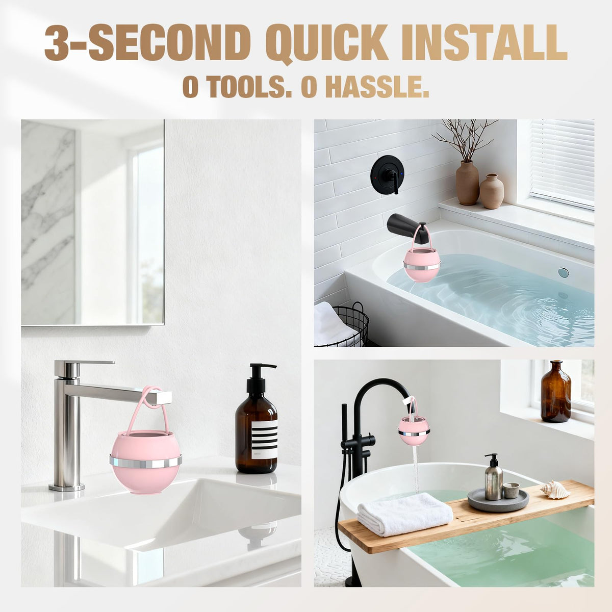 Bath Water Filter for Tub Faucet with Overflow (Enhanced KDF55 / Pink)