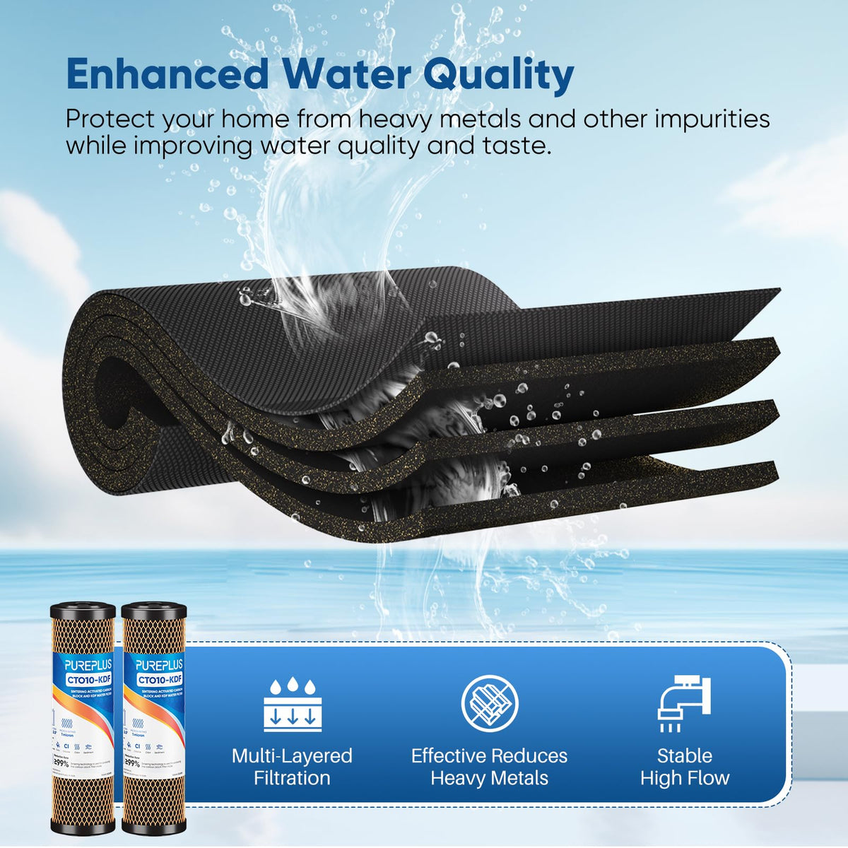 2.5" x 10" Whole House Heavy Metal Removal Water Filter (3 Count (Pack of 1))