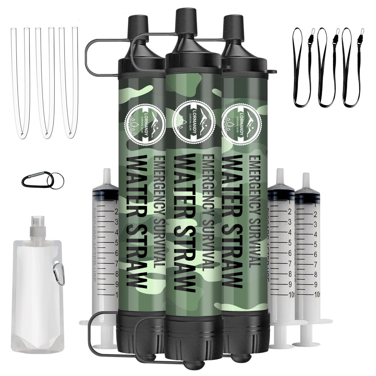 WaterFilterStraw3PackforCamping (3-Pack Camo / 3 PCS)