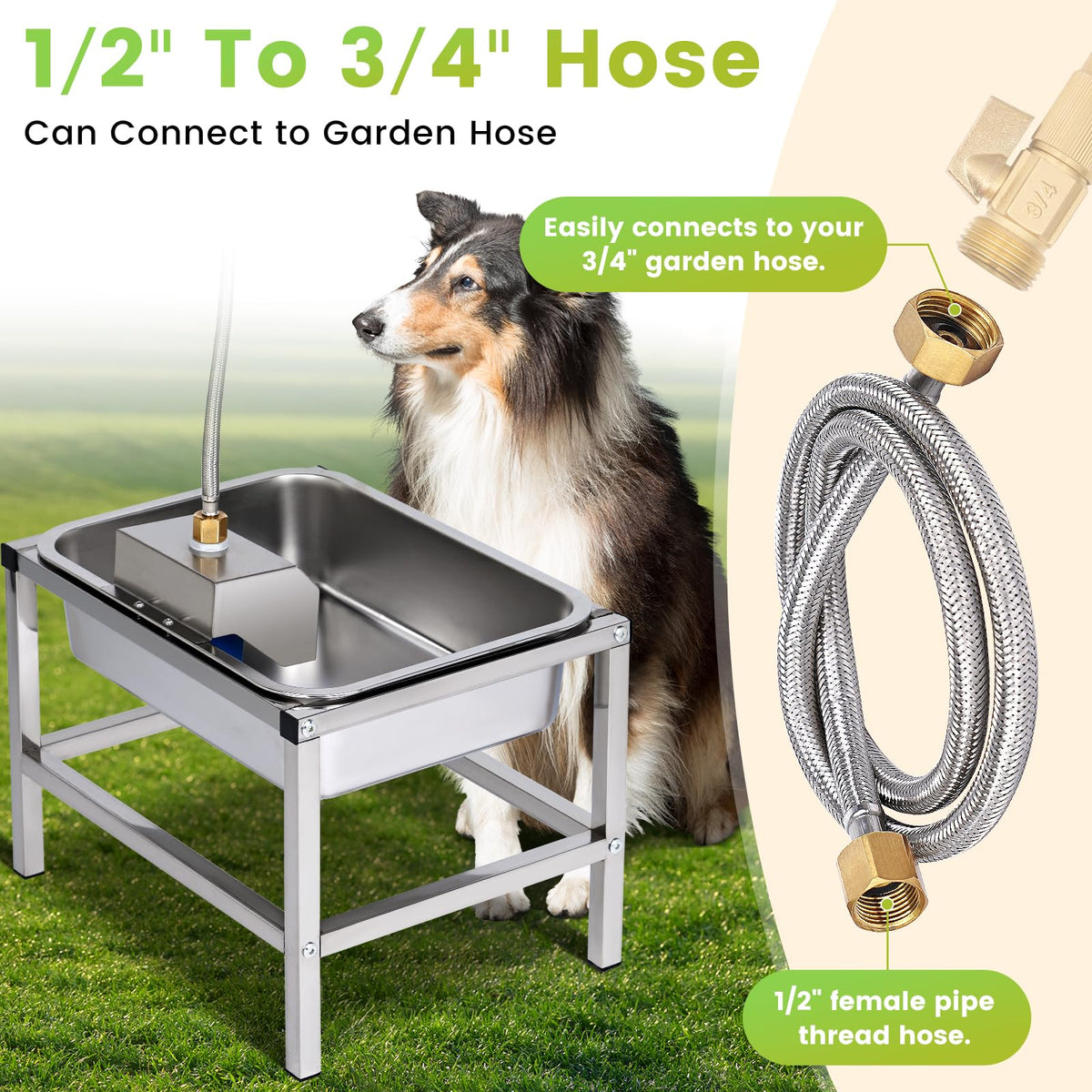 3Gal Automatic Dog Water Bowl Dispenser Large Breed Elevated Outdoor Large Dog Water Bowl with Stand Raised Stainless Auto Fill Waterer with Float Valve for Big Dogs Pets Cats Chicken Livestock (3 Gal)