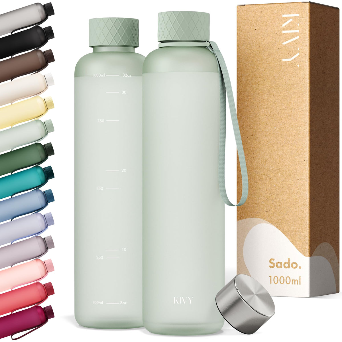 Slim Water Bottle 32oz Tritan (Light Green / 32 Ounces)