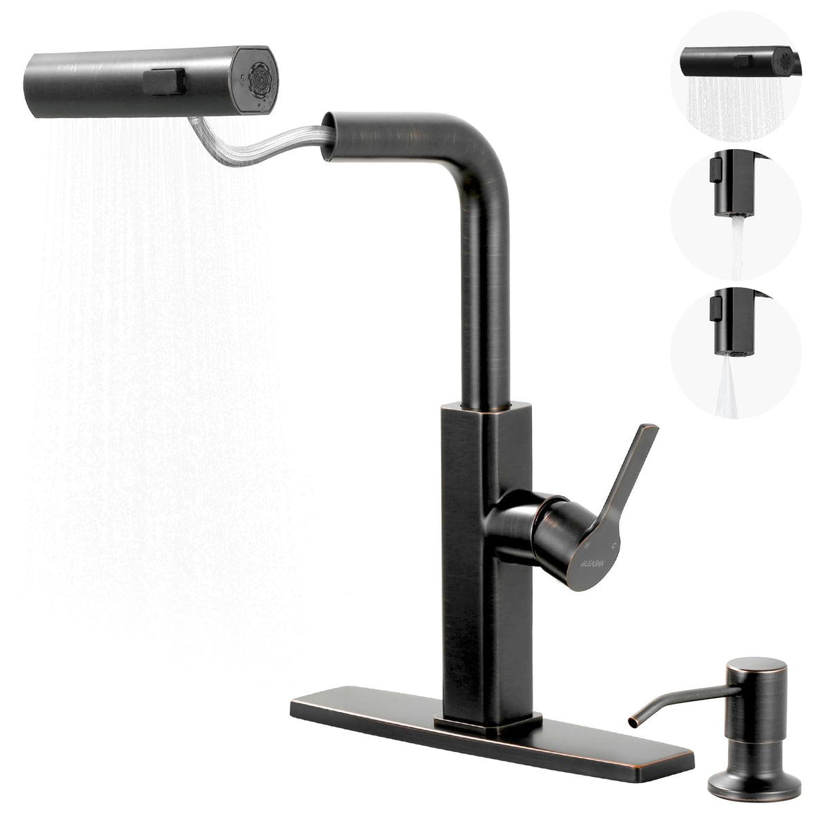 Kitchen Faucet with Pull Down Sprayer (Oil Rubbed Bronze / with soap dispenser)