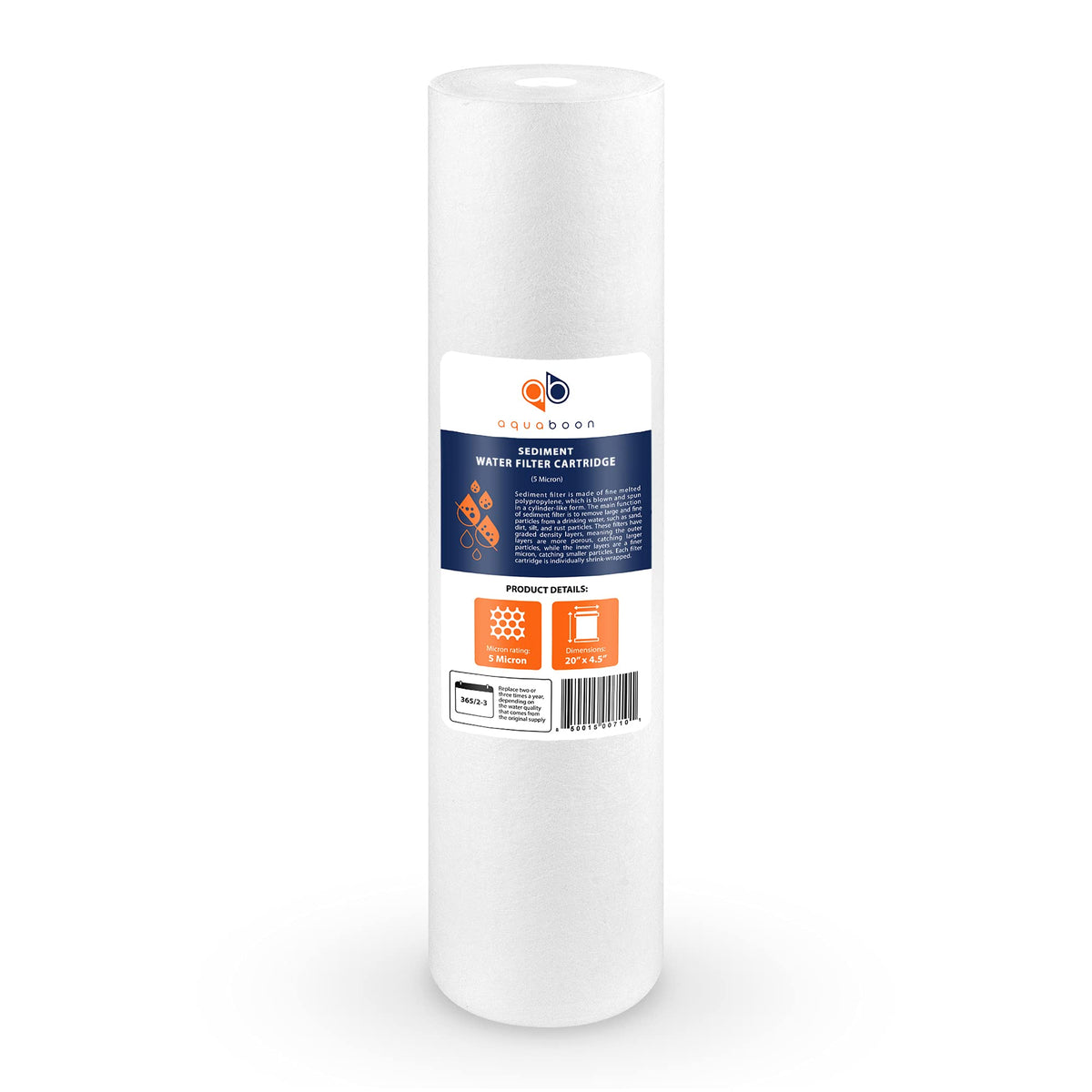 5 Micron 20 x 4.5 Water Filter Cartridges Set of 4 (4-PACK)