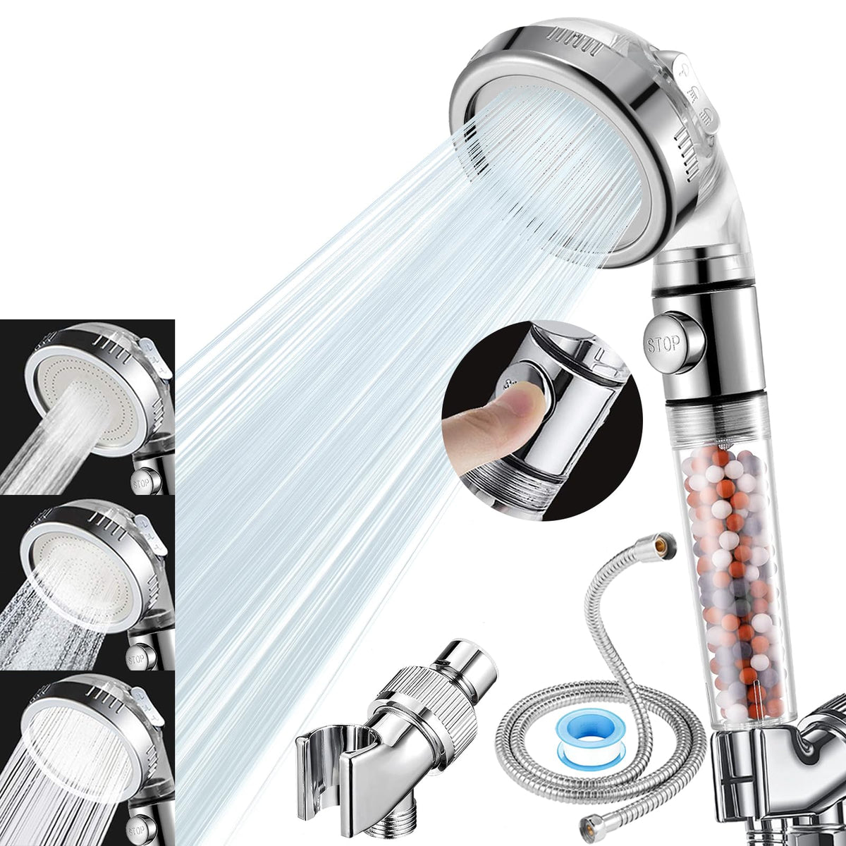 High Pressure Handheld Shower Head with Filter (Filtered Shower Head Set)
