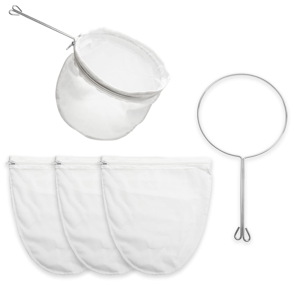 Ultra Fine Mesh Strainer Bag Reusable Food Grade Filter Zipper Bags with Stainless Steel Handle for Filter Coffee Tea Milk Juice Oil