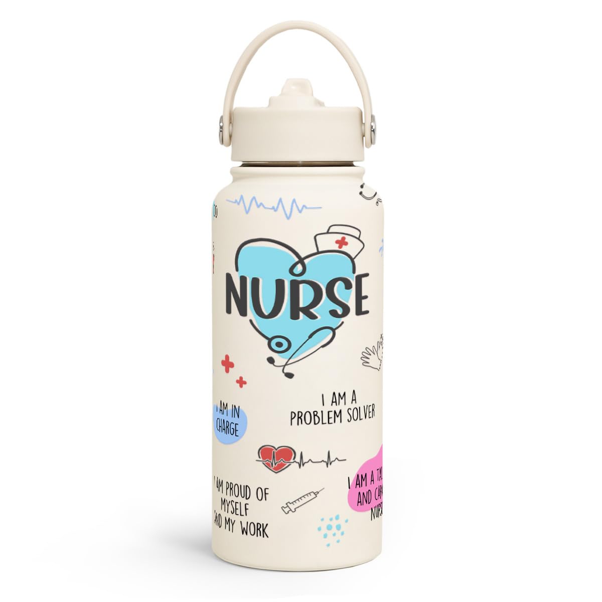 Nurse Water Bottle 32oz Stainless Steel Insulated with Lid (Nurse 1)