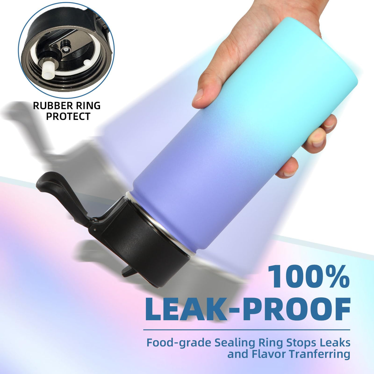 16oz Insulated Water Bottle for Kids with Straw (Purple Blue)