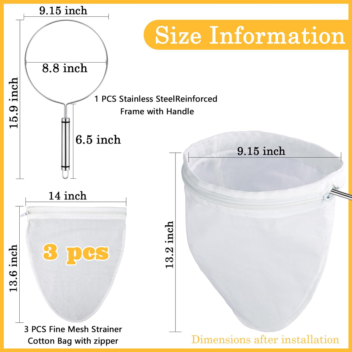Ultra Fine Mesh Strainer Bags (Large Size)