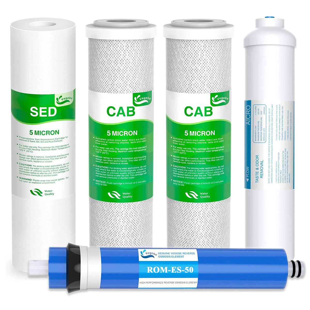 5 Stage 50 GPD RO Water Filter Set Replacement Fit for APEC Reverse Osmosis