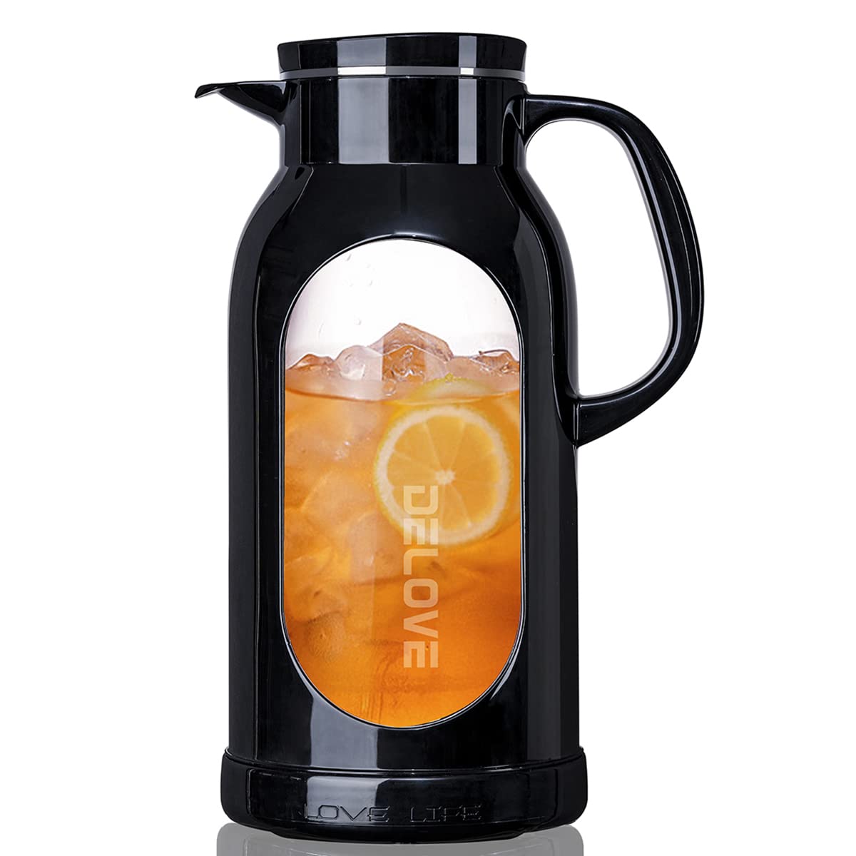 68 oz 2 Liter Glass Pitcher with Shatterproof Shell (Black)