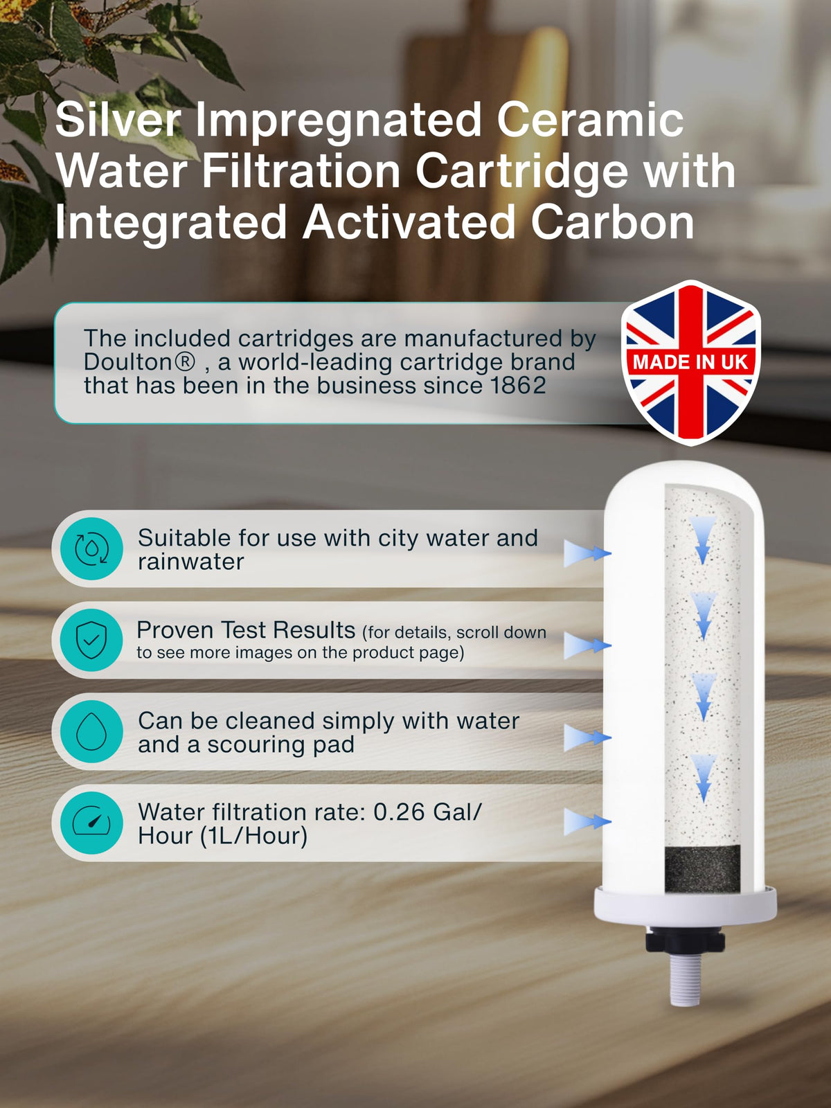 Countertop Gravity Water Filter System (Ceramic Cartridge / 20L)