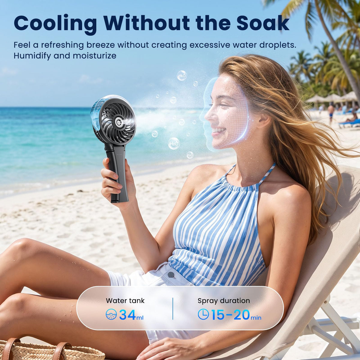 Upgraded Handheld Misting Fan (HF318C / Black)