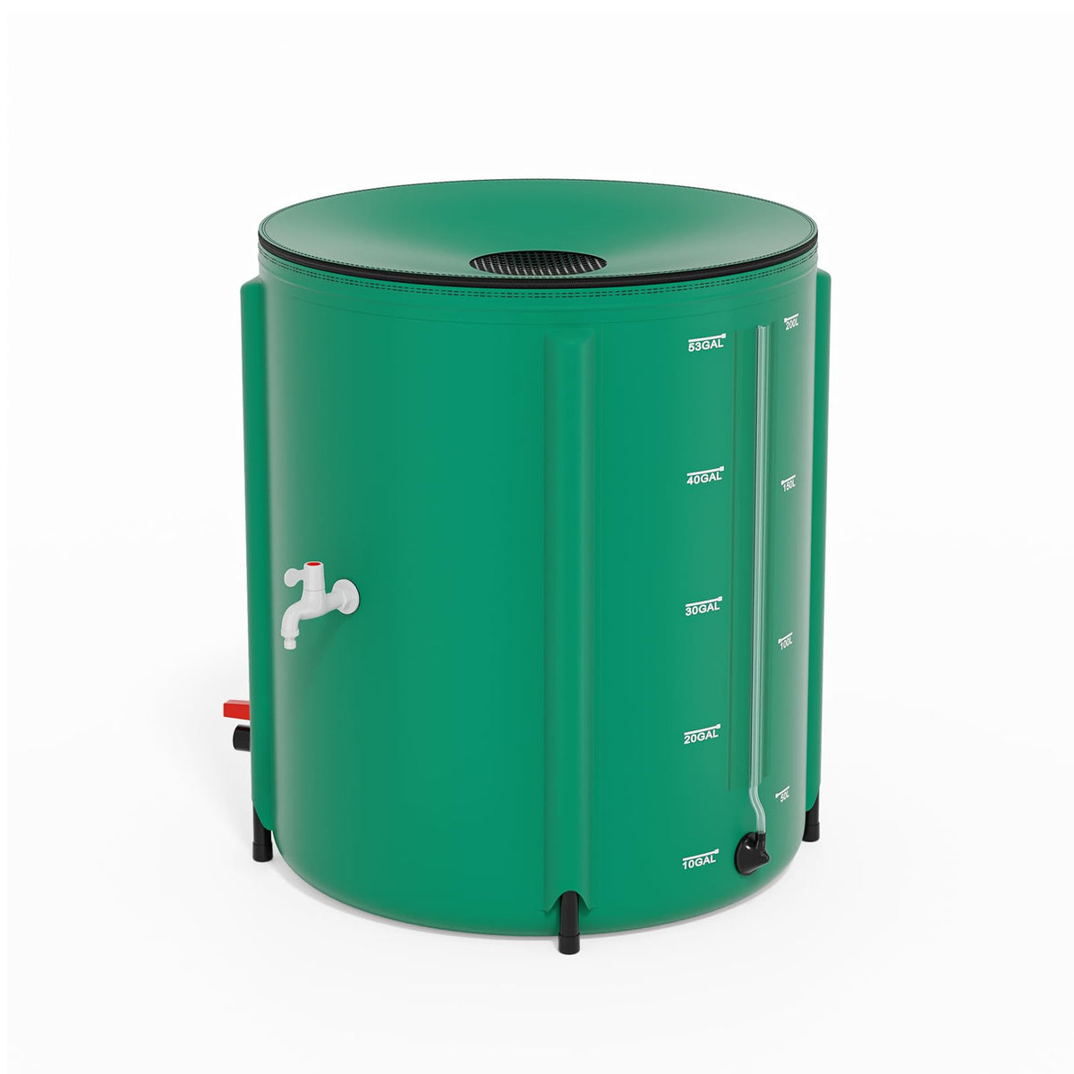 Collapsible Rain Barrel Portable Rain Water Collection (Green / 50 Gal w/ Scale Line)