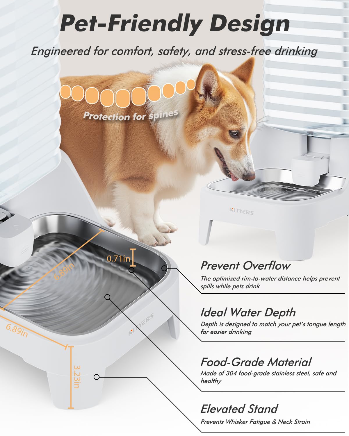Automatic Dog Water Bowl Dispenser with Patented Faucet