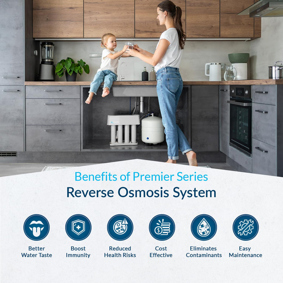 Premier 4 Stage Reverse Osmosis Under Sink Drinking Water RO Filtration Purification System (75 GPD / Chrome Faucet)