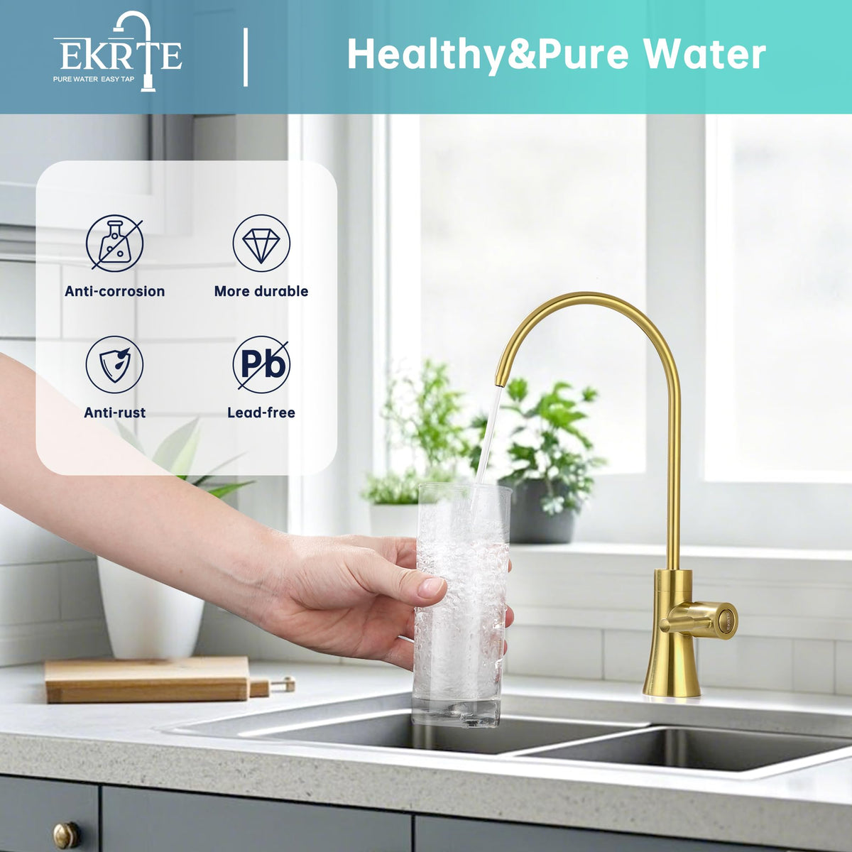 Brushed Gold Water Filter Faucet (Brushed Gold)