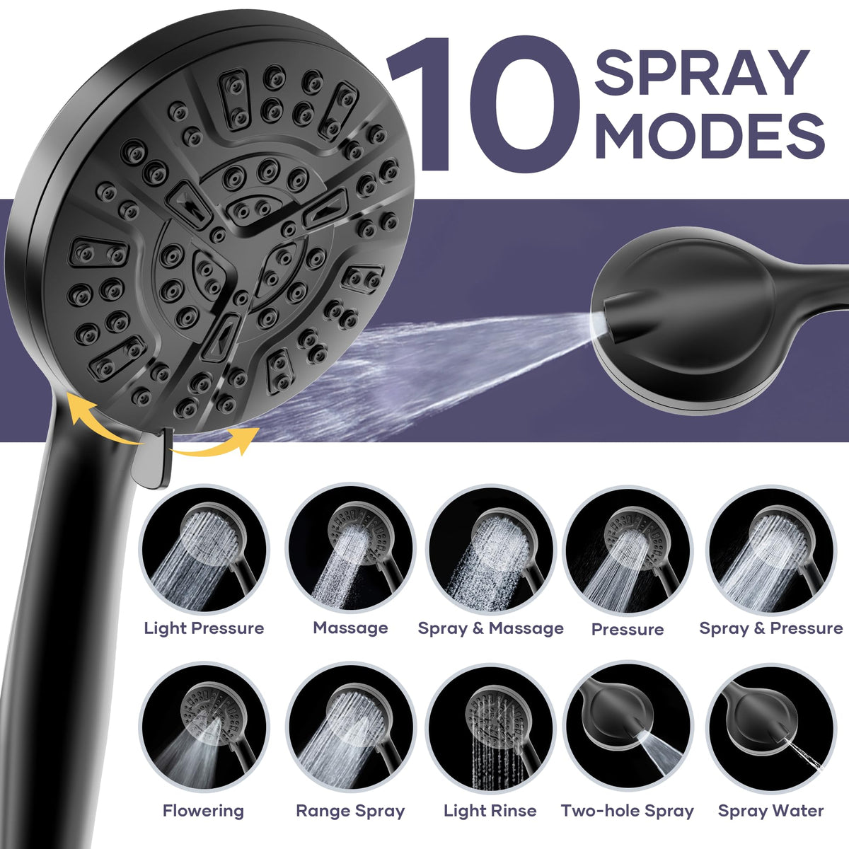 Shower Head with Handheld Spray Combo (Black)