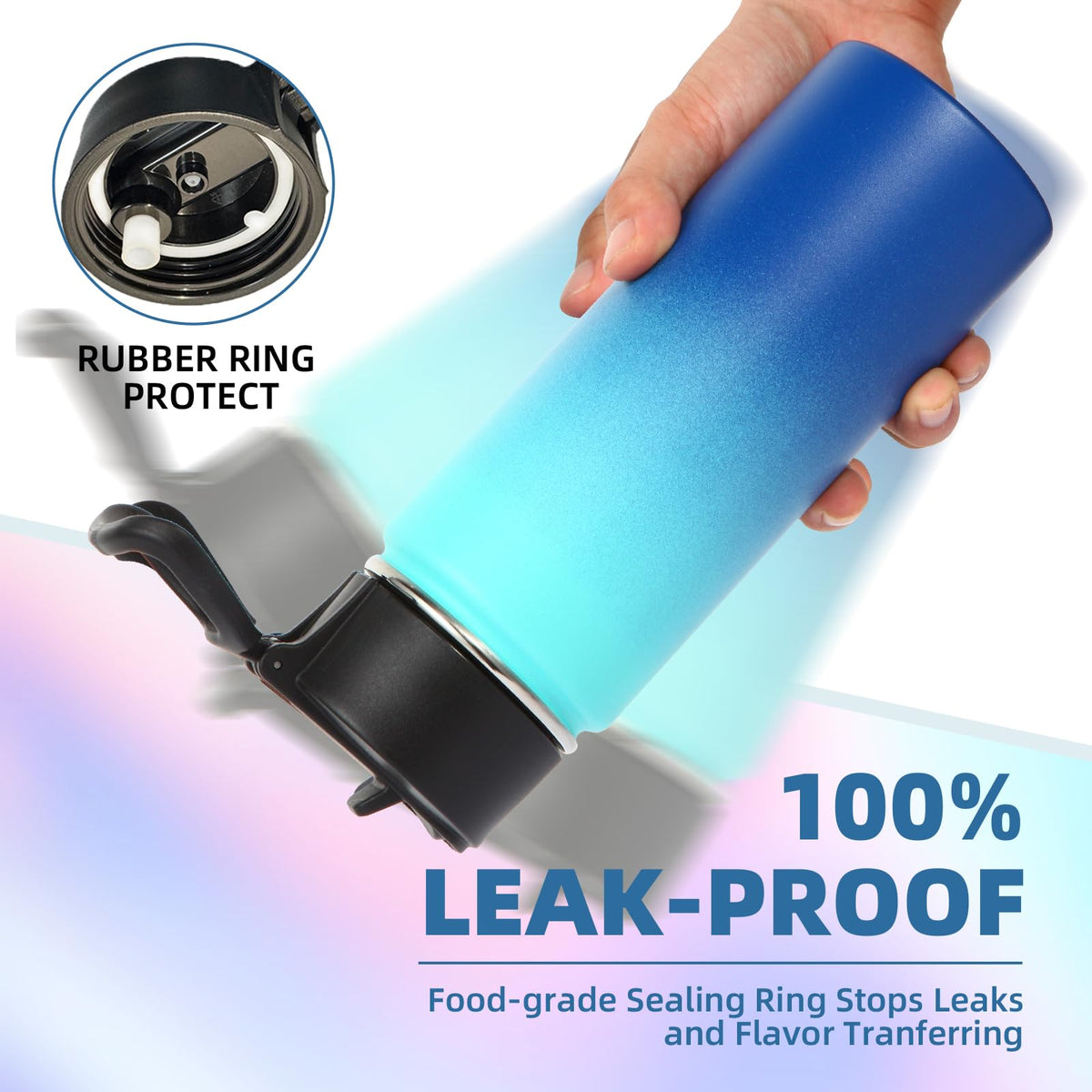 16oz Insulated Water Bottle for Kids with Straw (Green Blue)