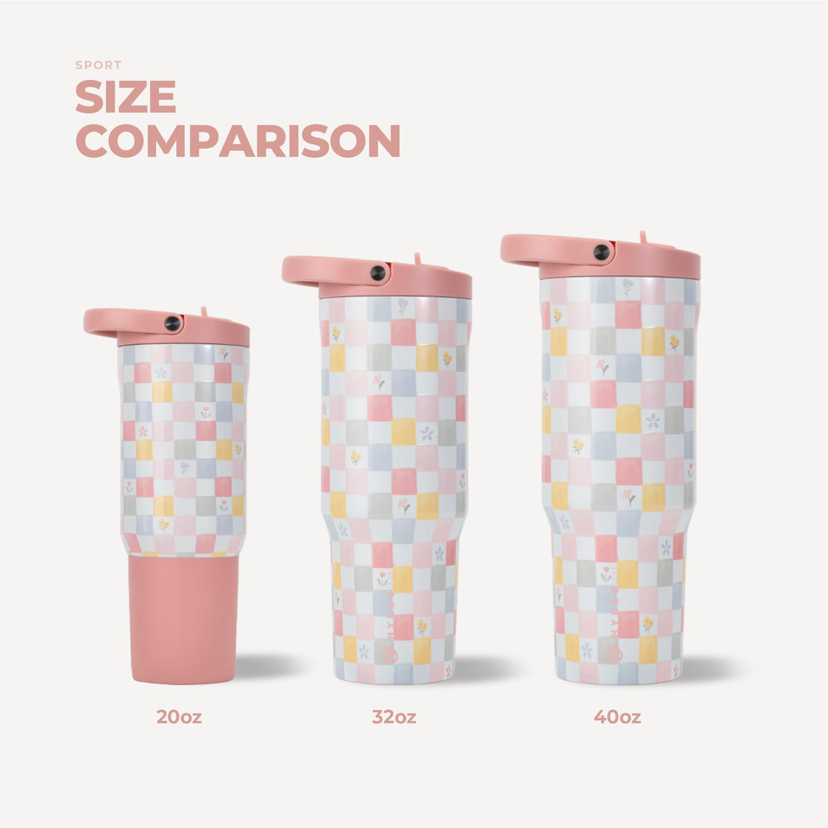 Sport 32oz Insulated Stainless Steel Water Bottle (Pastel Checkers / 32 Ounces)