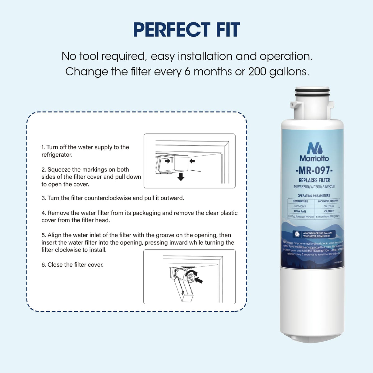 MIWF6200 Water Filter Replacement for Midea MIWF6200 (2 Count (Pack of 1))