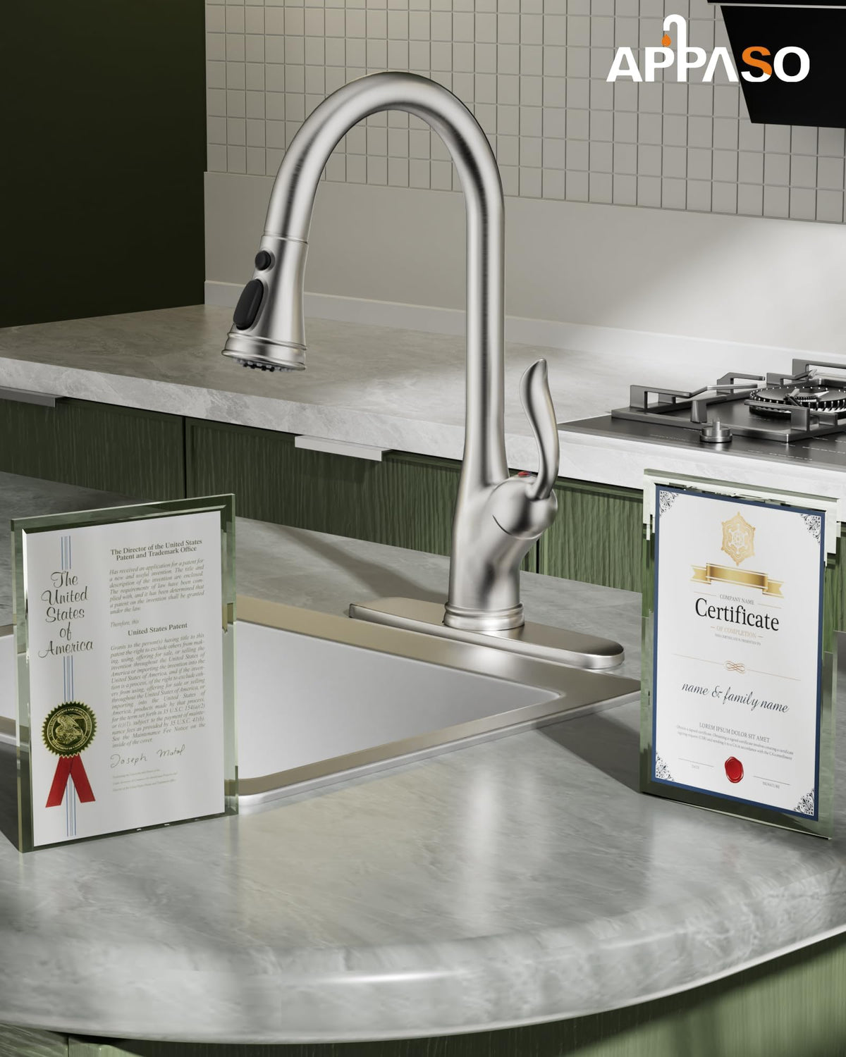 Vintage Style Brushed Nickel Kitchen Faucet with Pull Down Sprayer (Brushed Nickel)