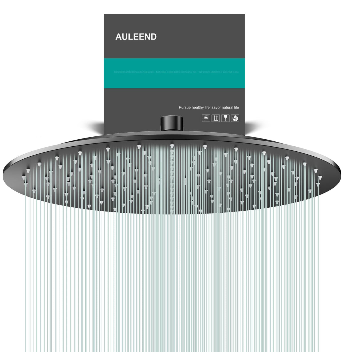 All Metal 16Inch Rain Shower Head (Matte Black / 16 Inch)