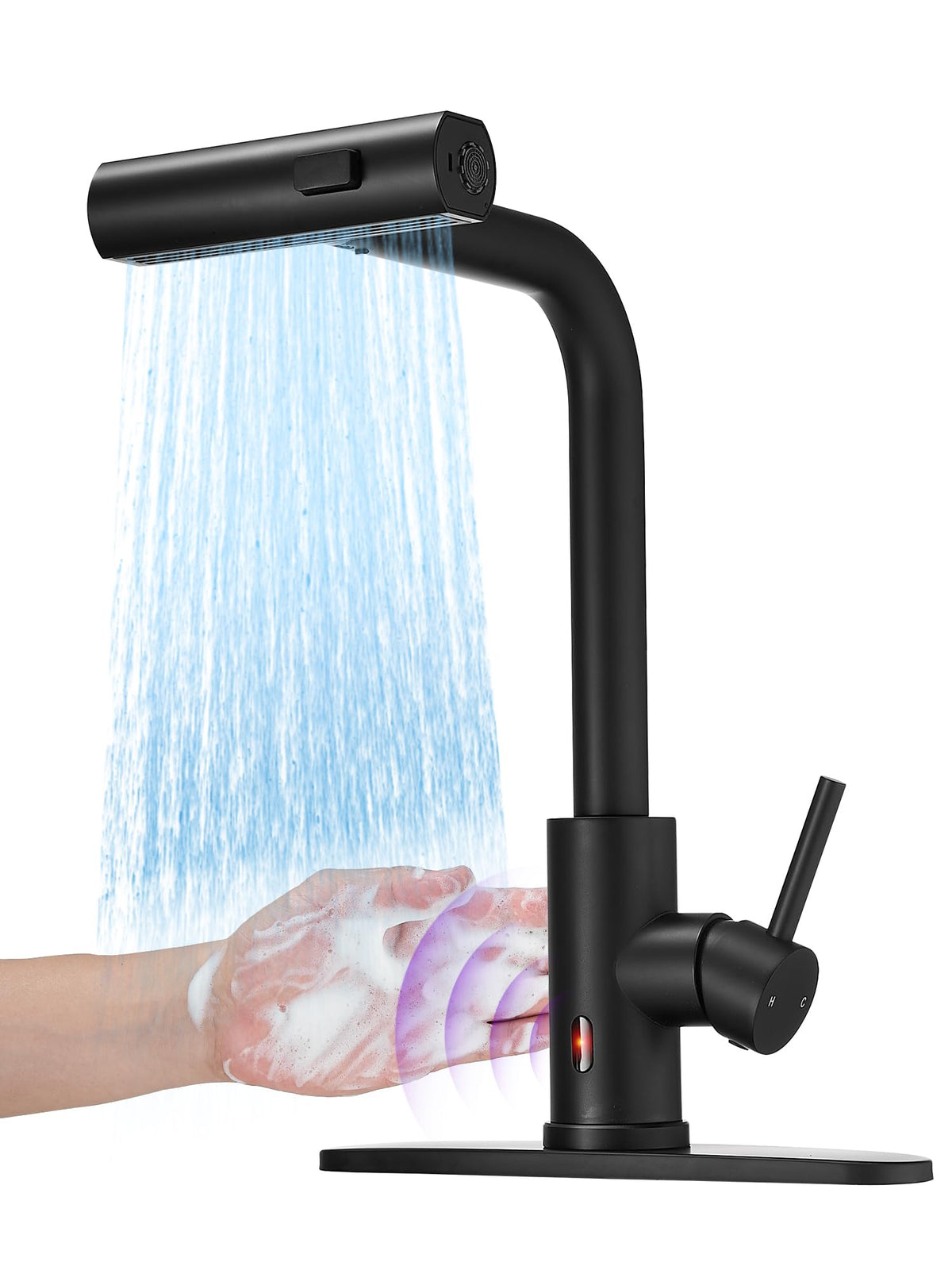 Touchless Black Kitchen Faucets with Pull Down Sprayer (Black / Touchless)