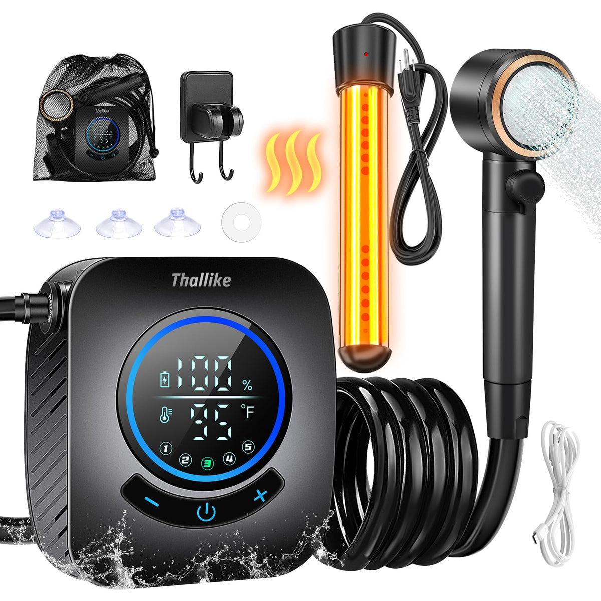 Upgraded Portable Shower with Heater (Black-1)