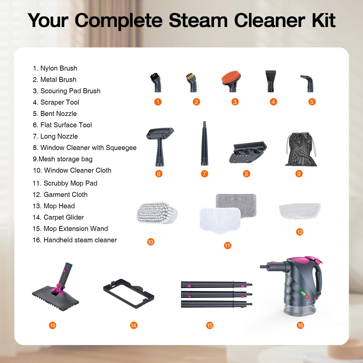 10-in-1 Steam Cleaner, Steam Mop with Detachable Handheld Steamer for Home (Mist Gray)