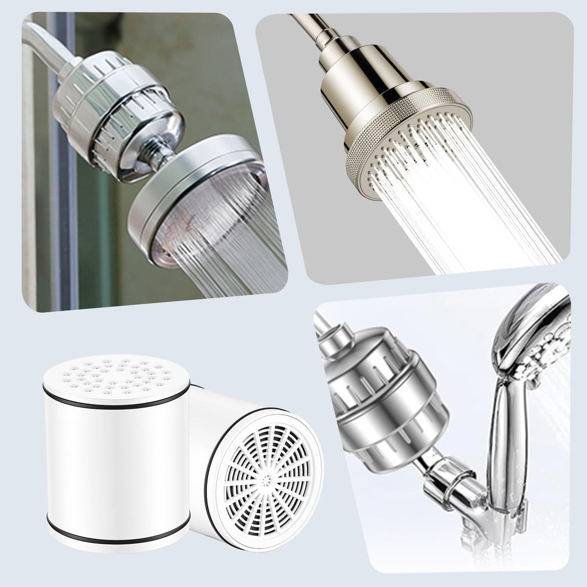 2 Pack Shower Filter Cartridge for Hard Water (White)