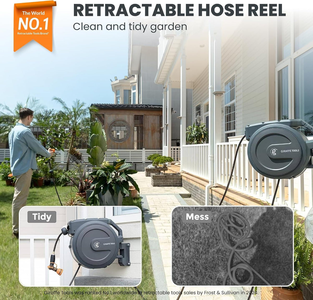 Retractable Garden Hose Reel 5 (Dark Grey / 5/8" 115+5 FT)